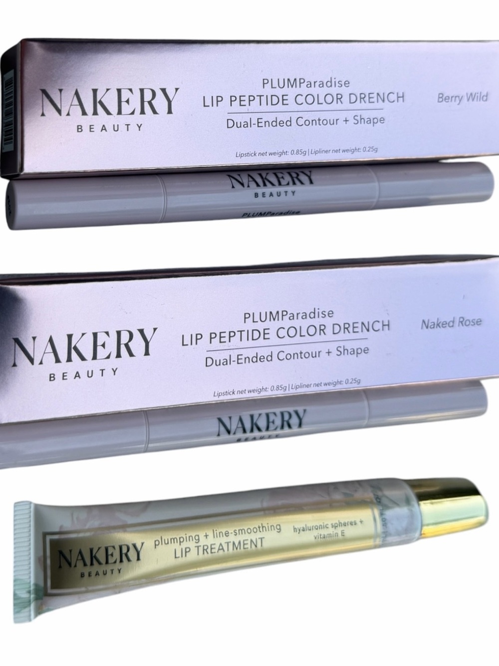 Nakery Beauty PLUMParadise Lip Peptide Bundle 3PC Unused Plumping Lip Care